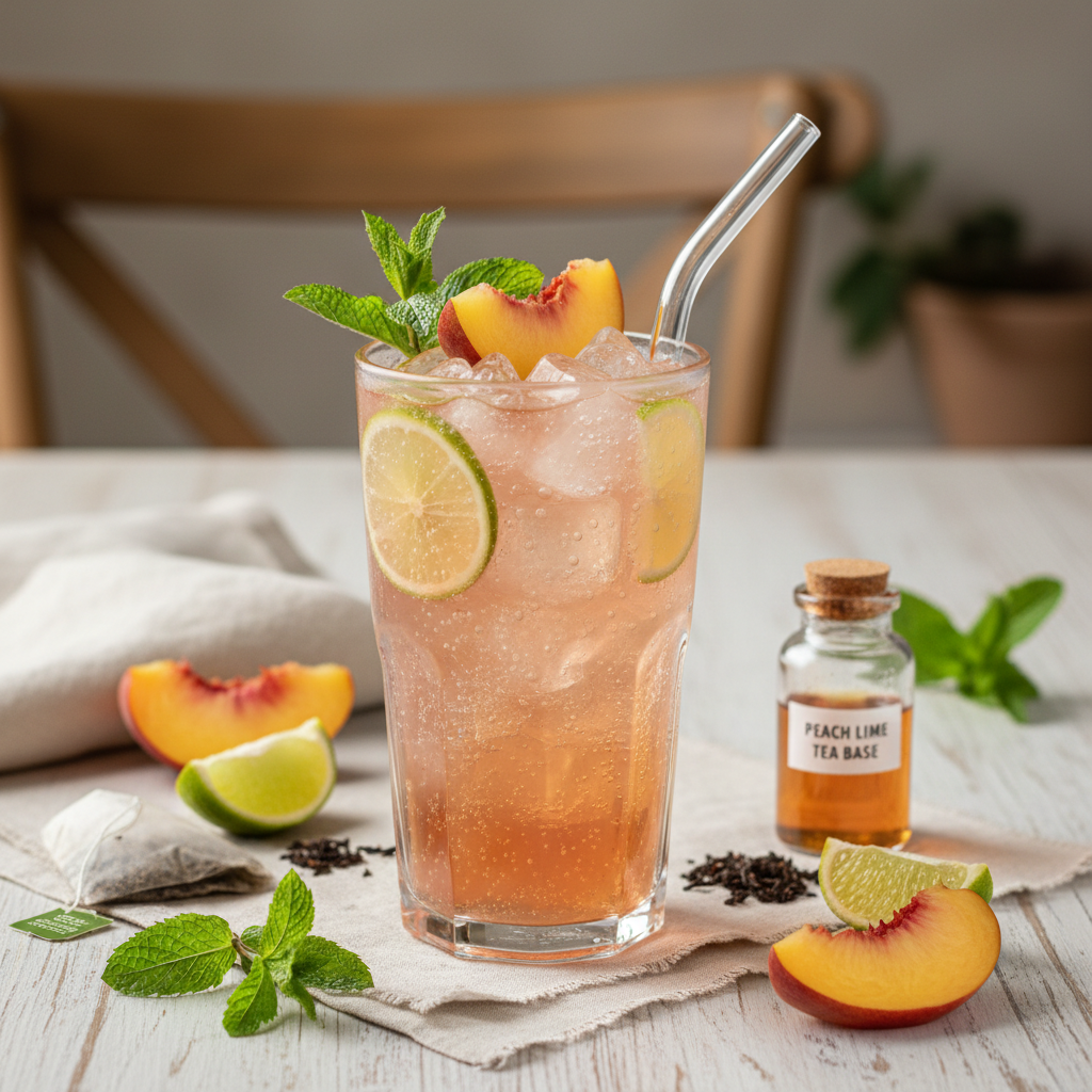 bontini Peach Lime Fizz on Ice (Fresh and Juicy) 🍑🫧